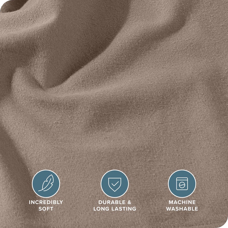 Bare Home Bare Home Flannel Fitted Bottom Sheet 100% Cotton  Velvety Soft Heavyweight - Double Brushed Flannel - Deep Pocket (Full  Taupe)  - Image 3