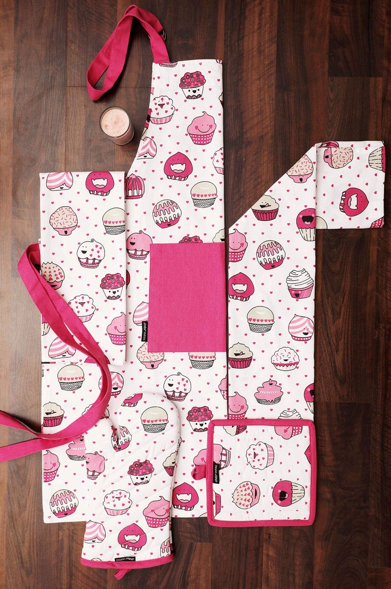 AMOUR INFINI Oven Mitts Set of 1 Quilted Liner with Hanging Loop Non Slip, Heat Resistant, Washable Reusable Oven Mitt (Valentine Cup Cake 7x13 Inches) - Image 5