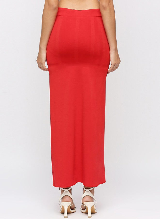 Red Rose RedRose Tie-Up Saree Shapewear - Elegant Red Solid Design - Image 4