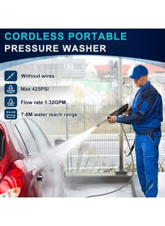 KIIUMI Cordless Pressure Washer Gun Set, 48V,12000mah High Pressure Car Pump, Wireless Household Wash Tool, Water Spray Gun, Portable Vehicle Cleaning Machine Set, Black  - Image 4