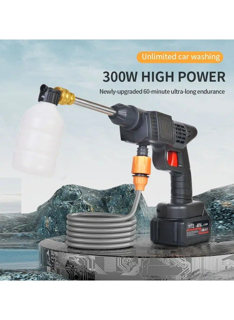 KIIUMI Car Washer Set,Cordless Pressure Washer Gun Set, 48V,12000mah High Pressure Car Pump, Wireless Household Wash Tool, Water Spray Gun, Portable Vehicle Cleaning Machine Set, Black - Image 2