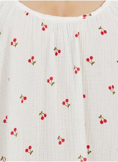 Styli Cherry Print Ruffled Trim Cotton Slip Dress  - Image 3