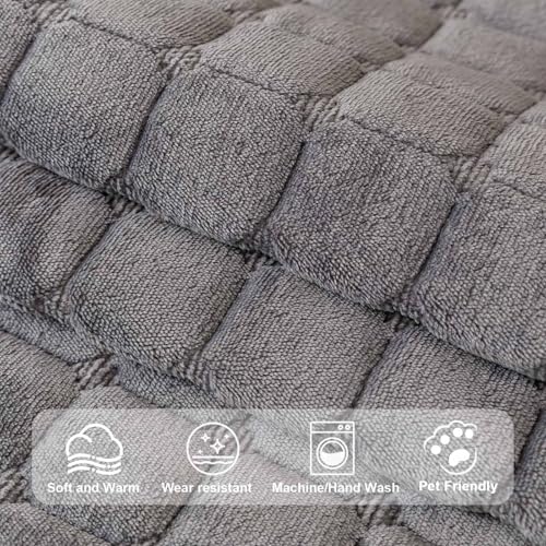 Aucrovee Velvet Washable Couch Cover for Pets Dogs, Non Slip Sectional Sofa Covers for 3 Cushion Couch Sofa L Sharped Sofa Arm Slipcover, Furniture Protector Covers(1 PCS 36"x36" Dark Grey) - Image 4