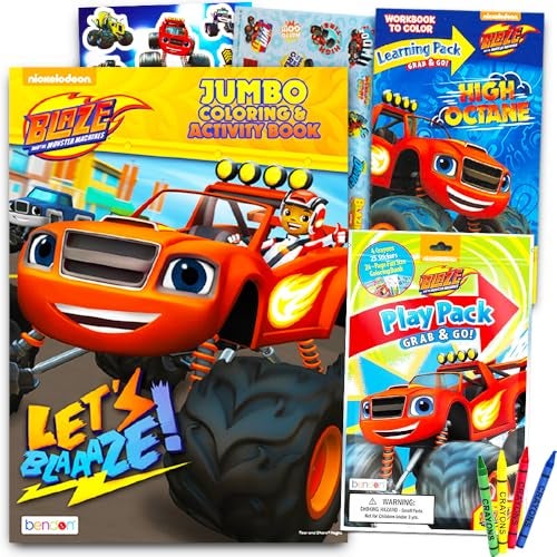 Blaze and The Monster Machines Coloring and Activity Book with Mini Cars Coloring Book with Stickers (Blaze Party Supplies) - Image 4