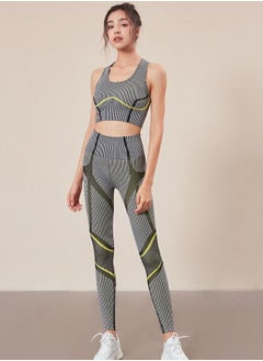 Running fitness sportswear suit yoga two-piece set gather high waist hip hip slim stretch sports suit