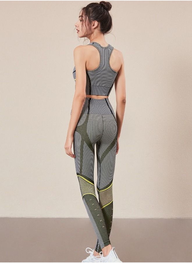 NIBEMINENT - Running fitness sportswear suit yoga two-piece set gather high waist hip hip slim stretch sports suit - Image 1