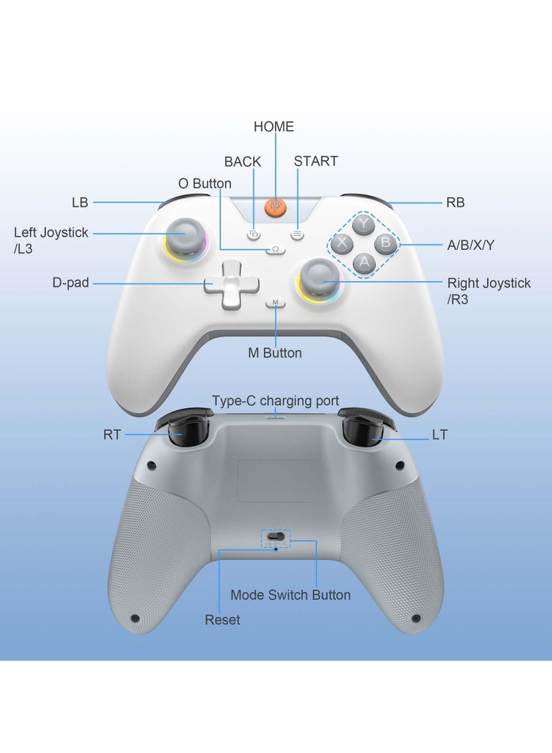 X05 Gaming Controller Bluetooth/2.4g/Wired for PC/Steam/iPhone/Android/Switch - with Hall Effect, RGB Lights and Turbo - Image 3