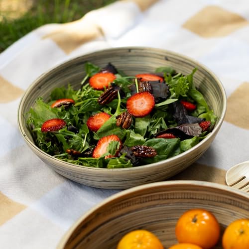 LEXA 12" Handmade Bamboo Salad Bowl – 130 oz Large Wooden Fruit Bowl for Kitchen Counter, Black Bamboo - Image 5