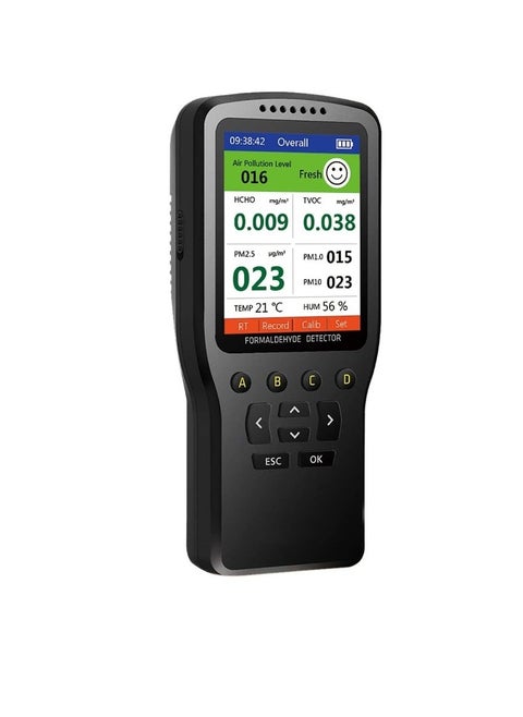 Air Quality Monitor, Compact And Portable Formaldehyde Detector, Durable Temperature And Humidity Meter, USB Charging Indoor Temperature Measuring Device, (1pc, Black)