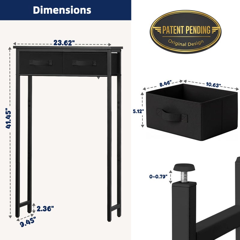 MOHOPE 2-Tier Over The Toilet Storage with 2 Fabric Drawers, Freestanding Above The Toilet Storage Cabinet, Space Saver Metal Over Toilet Bathroom Organizer Shelf for Small Space, Black - Image 3