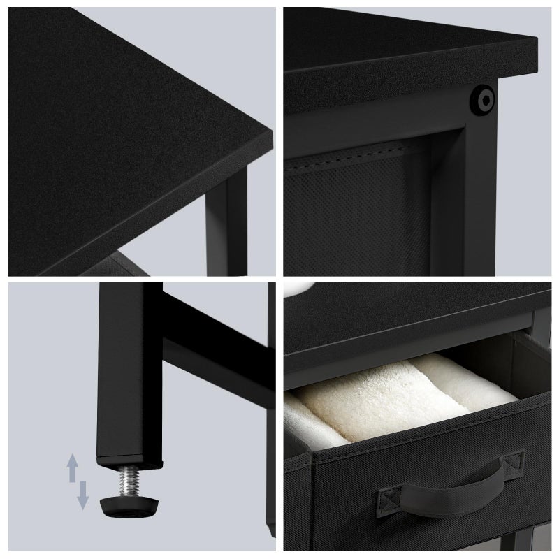 MOHOPE 2-Tier Over The Toilet Storage with 2 Fabric Drawers, Freestanding Above The Toilet Storage Cabinet, Space Saver Metal Over Toilet Bathroom Organizer Shelf for Small Space, Black - Image 5