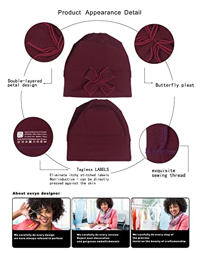 osvyo Cotton Chemo Turbans Headwear Beanie Hat Cap for Women Cancer Patient Hairloss Black - Image 3