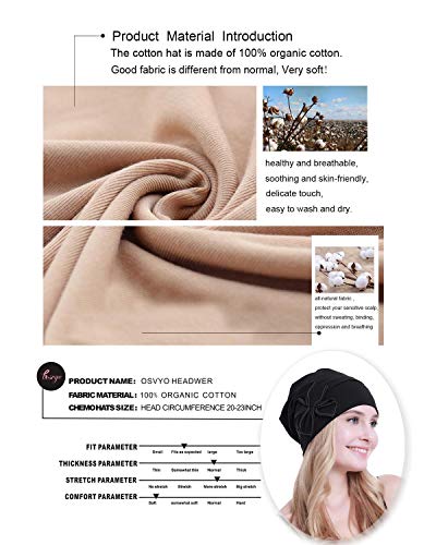 osvyo Cotton Chemo Turbans Headwear Beanie Hat Cap for Women Cancer Patient Hairloss Black - Image 4