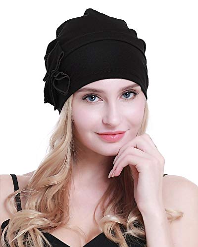 osvyo Cotton Chemo Turbans Headwear Beanie Hat Cap for Women Cancer Patient Hairloss Black - Image 5