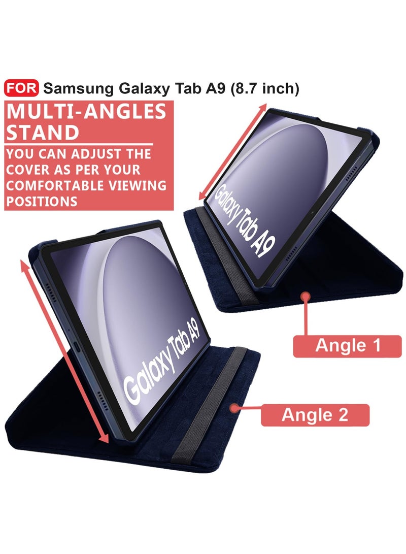 YoYoTech 360° Rotating Case for Samsung Galaxy Tab A9 Case 8.7 inch 2023 (SM-X110/X115/X117)  360 Degree Swiveling Stand Protective Cover with Auto Sleep/Wake-Blue - Image 2