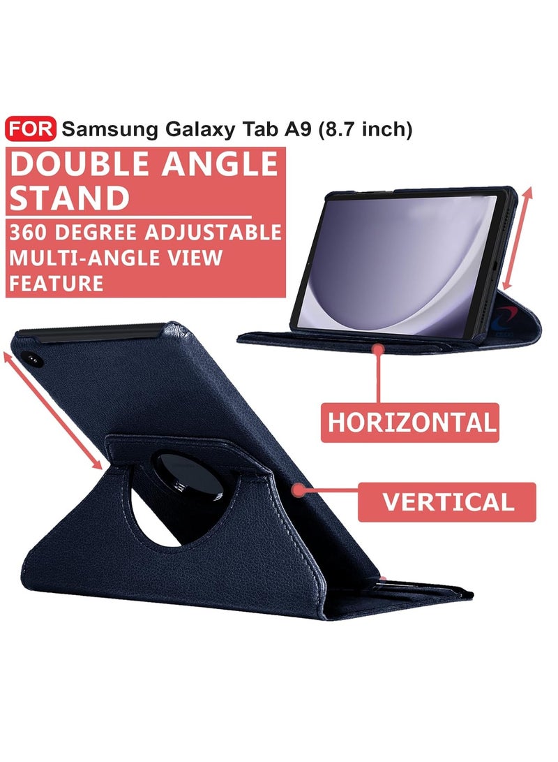 YoYoTech 360° Rotating Case for Samsung Galaxy Tab A9 Case 8.7 inch 2023 (SM-X110/X115/X117)  360 Degree Swiveling Stand Protective Cover with Auto Sleep/Wake-Blue - Image 5