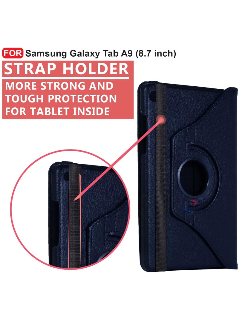YoYoTech 360° Rotating Case for Samsung Galaxy Tab A9 Case 8.7 inch 2023 (SM-X110/X115/X117)  360 Degree Swiveling Stand Protective Cover with Auto Sleep/Wake-Blue - Image 4
