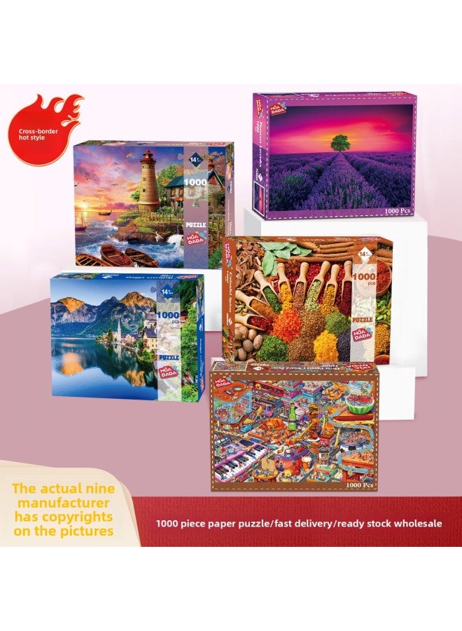 1000 Pieces Of Paper Landscape Jigsaw Puzzle Adult 70*50 High Difficulty Jigsaw Puzzle Gift Decompression Toy Jigsaw Puzzle Factory-Color:GSSQ0035-Provence Lavender 1000 Tablets - Image 2