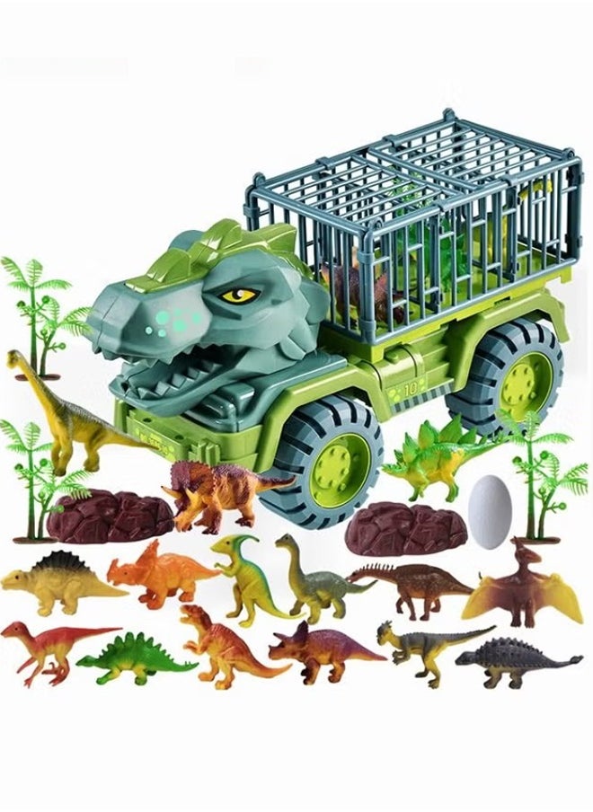 Dinosaur Truck Toys Transport Car  Truck With Dinosaur Toys Car 21 pcs Dinosaur Truck Set Toys  For Kids Boys Girls  - Image 1