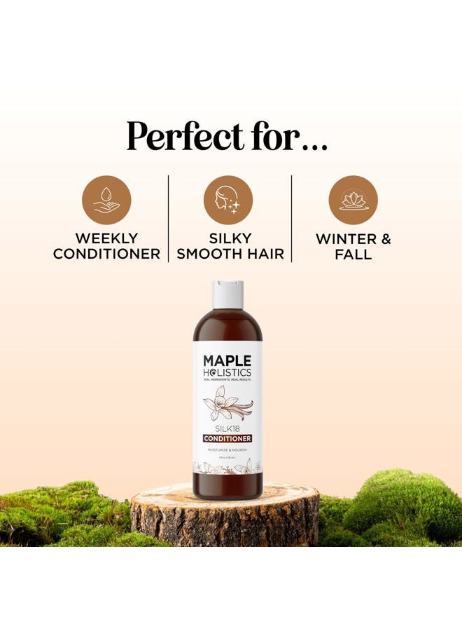Maple Holistics Silk Protein Conditioner for Damaged Hair - Ultra Moisturizing Conditioner for Dry Hair with Deeply Nourishing Shea Butter Argan Oil Green Tea & Aloe - Helps Define Curls & Control Frizz (8 Fl Oz) - Image 2