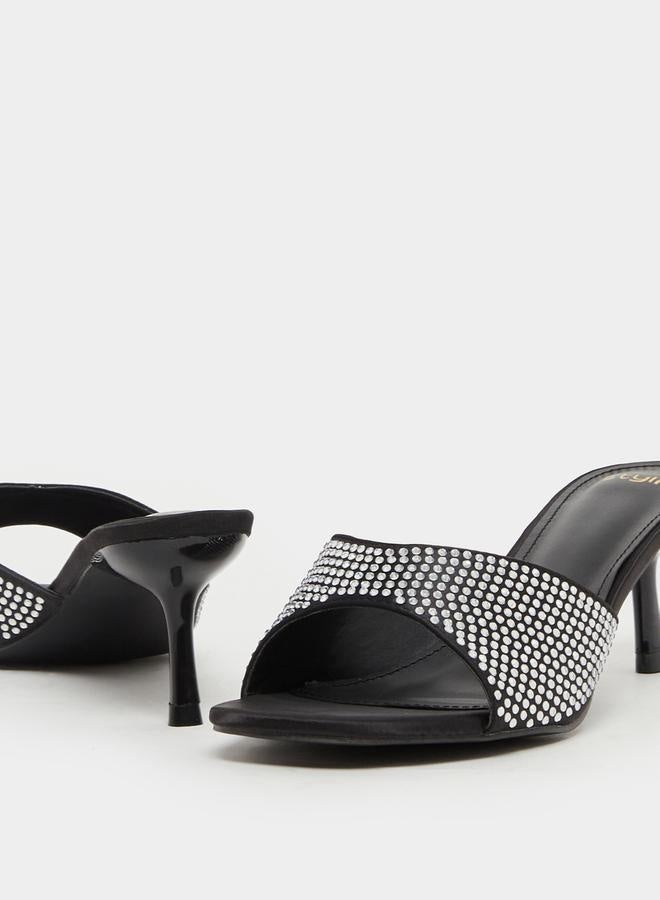 ستايلي صنادل بكعب رفيع مفتوحة من الأمام مزينة - Image 3