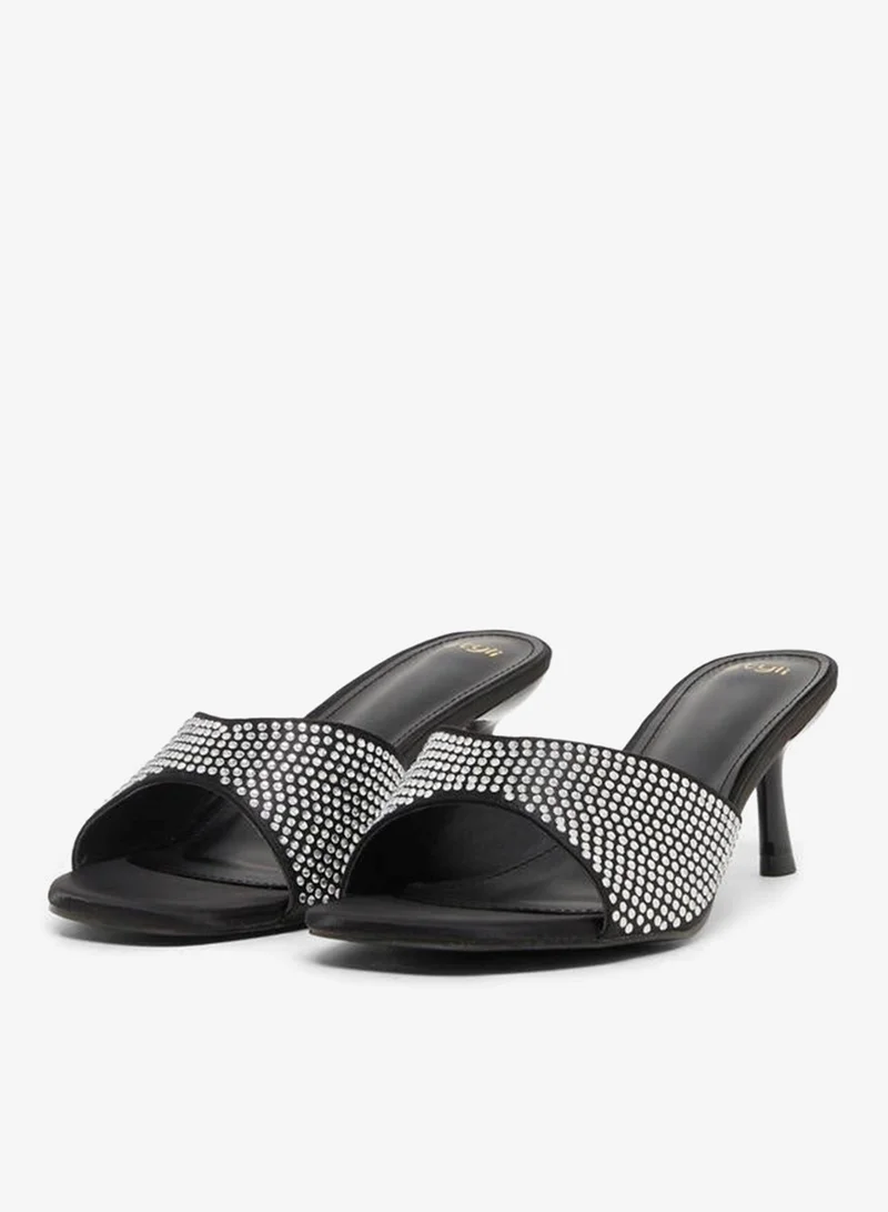 Styli Styli Embellished Open Toe Kitten Heel Sandals