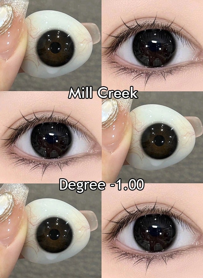 Mill creek color contact lenses 14.2MM hydrogel lenses yearly use 1 pair of 2 black glasses - Image 1