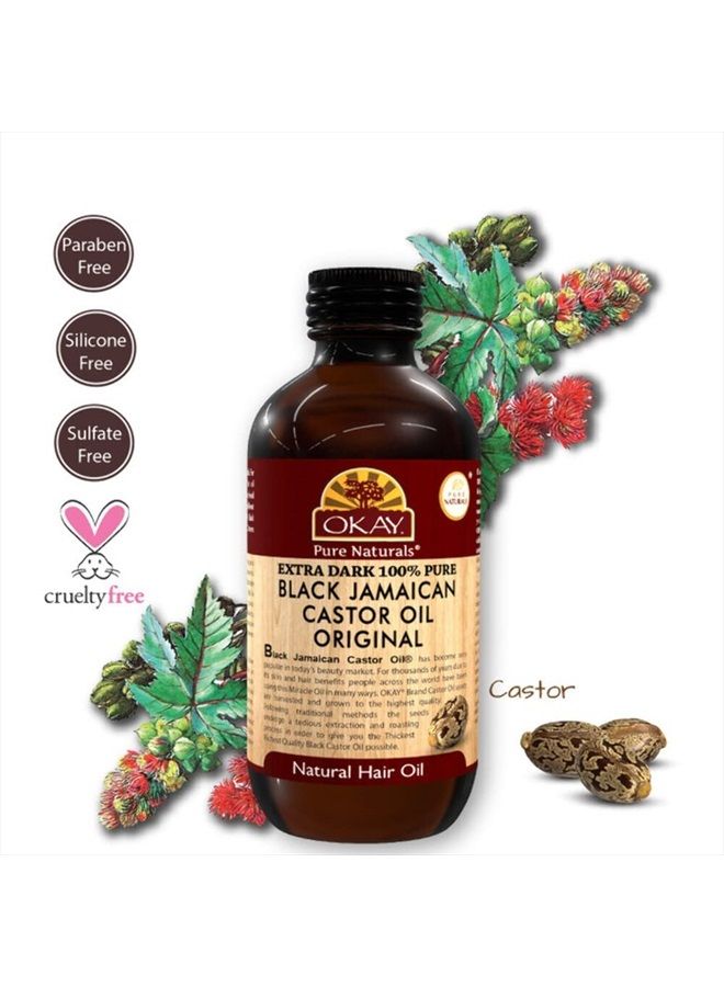 OKAY | Extra Dark 100% Natural Black Jamaican Castor Oil | For All Hair Textures & Skin Types | Grow Strong, Healthy, Smooth and Thick Hair | With Vitamin E - Omega 6 & 9 | 4 oz - Image 3