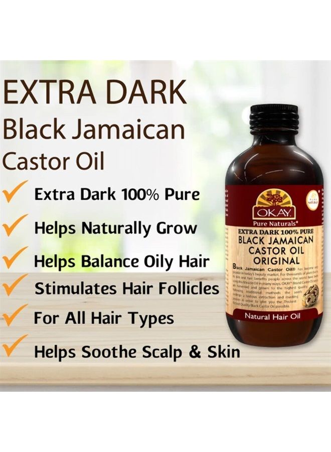 OKAY | Extra Dark 100% Natural Black Jamaican Castor Oil | For All Hair Textures & Skin Types | Grow Strong, Healthy, Smooth and Thick Hair | With Vitamin E - Omega 6 & 9 | 4 oz - Image 4