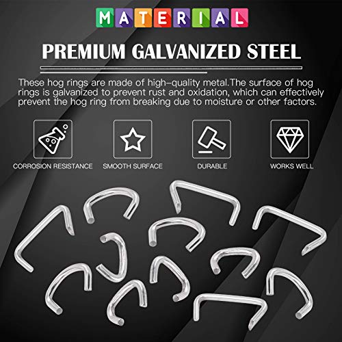Glarks 902Pcs Hog Ring Pliers with Hog Rings Kit, 900Pcs 1/2'' 3/4'' 3/8'' Steel Hog Rings with Hog Ring Pliers and Anti-Cutting Gloves for Upholstery, Fencing, DIY Craft, Furniture and more - Image 3