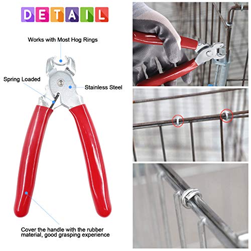 Glarks 902Pcs Hog Ring Pliers with Hog Rings Kit, 900Pcs 1/2'' 3/4'' 3/8'' Steel Hog Rings with Hog Ring Pliers and Anti-Cutting Gloves for Upholstery, Fencing, DIY Craft, Furniture and more - Image 4