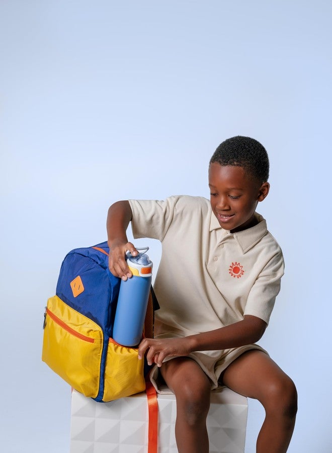 إلو زجاجة مياه Ello Kids Pop & Fill المصنوعة من الفولاذ المقاوم للصدأ سعة 18 أونصة بتقنية التعبئة السريعة، وعزل مزدوج الجدار بتفريغ الهواء، وغطاء محكم الإغلاق مانع للتسرب، سهلة الشرب، خالية من مادة BPA، هدية مثالية للأولاد والبنات، تصميم منارة - Image 2