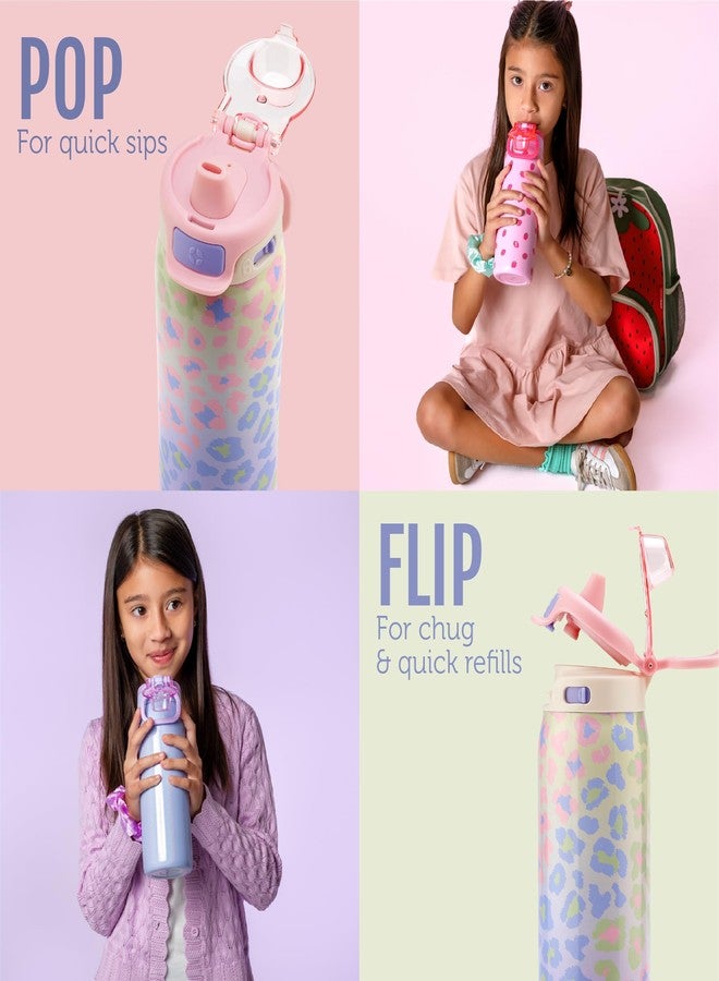 إلو زجاجة مياه Ello Kids Pop & Fill المصنوعة من الفولاذ المقاوم للصدأ سعة 18 أونصة بتقنية التعبئة السريعة، وعزل مزدوج الجدار بتفريغ الهواء، وغطاء محكم الإغلاق مانع للتسرب، سهلة الشرب، خالية من مادة BPA، هدية مثالية للأولاد والبنات، تصميم منارة - Image 5