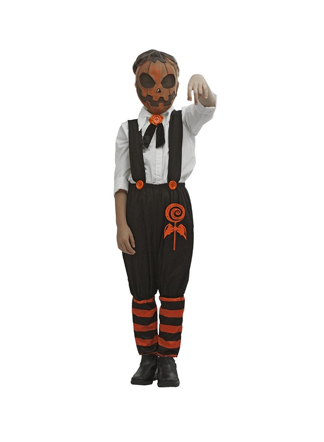 Ghoulish Jack' O Pumpkin Clown Kids Costume Includes: Latex mask, Overall, Shirt . Size: 8-10 years.