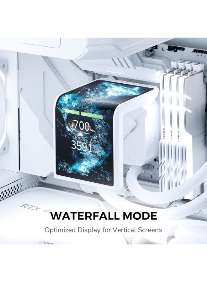 TRYX PANORAMA SE 360 ARGB White 360mm AIO Rotatable 6.67'' AMOLED Curved Screen 3D Anamorphic Effect Customizable AIO Cooler 360mm White Asetek Adela 280w TDP Intel LGA 1851/1700/1200/115X AMD AM5/AM4  - Image 5