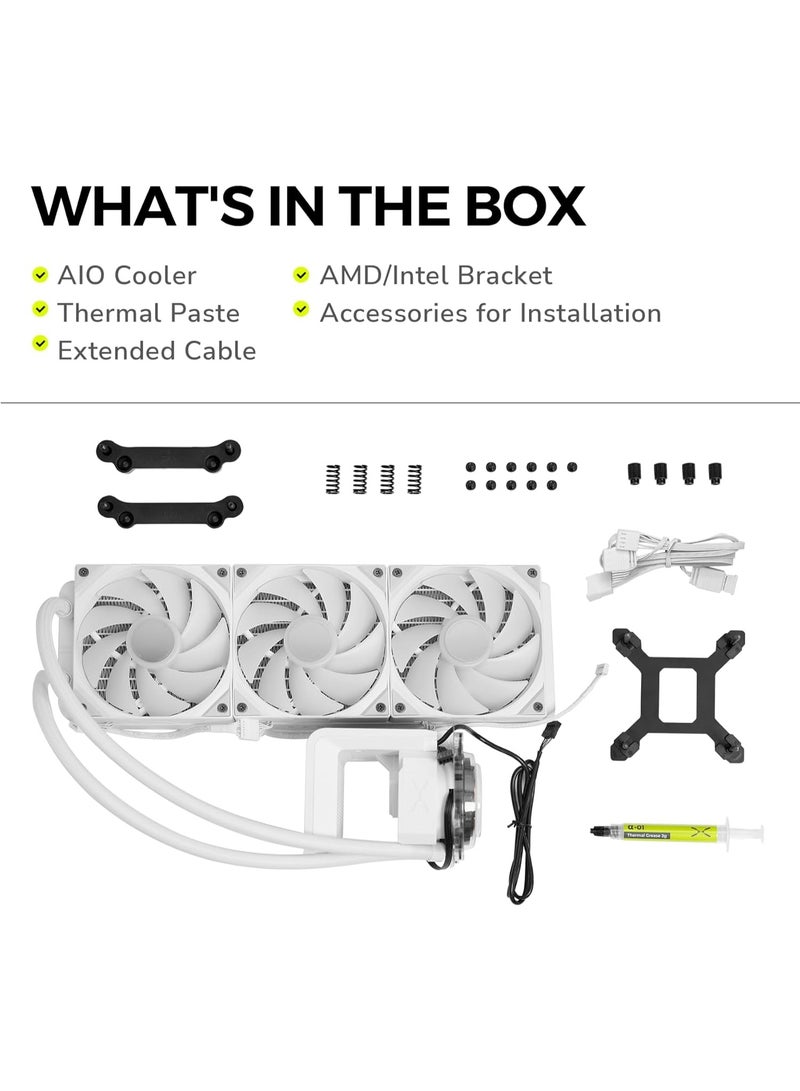 TRYX PANORAMA SE 360 ARGB White 360mm AIO Rotatable 6.67'' AMOLED Curved Screen 3D Anamorphic Effect Customizable AIO Cooler 360mm White Asetek Adela 280w TDP Intel LGA 1851/1700/1200/115X AMD AM5/AM4  - Image 4
