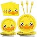 gisgfim 96 Pcs Duck Plates and Napkins Party Supplies Duck Themed Party Tableware Set Duck Birthday Party Decorations Favors for Kids Birthday Baby Shower for 24 Guests - Image 3