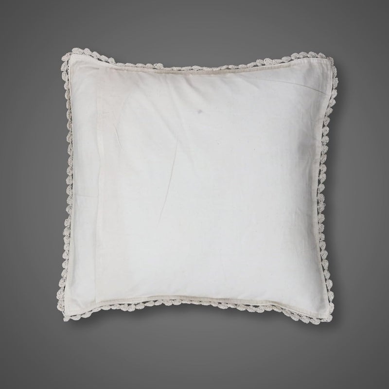 Peepul Tree Handmade Crochet Cotton Cushion Pillow Cover Boho Home Decor Quad Pattern for Sofa Set Bed Living Room Bedroom with Back Zipper 16 x 16 Inches Off White Color Pack of 1 - Image 4