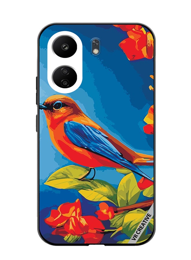 VR CREATIVE Protective Case Cover For Xiaomi Redmi 13C Bird Sits Branch Cherry Blossoms Design Multicolour - Image 1