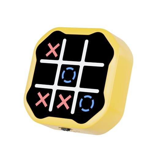 MASSRT 3 in 1 Electronic Tic Tac Toe Game Handheld Digital Tic Tac Toe Bolt Game with Silent Mode Portable Learing Toy Gift for Kids Adults Yellow - Image 1