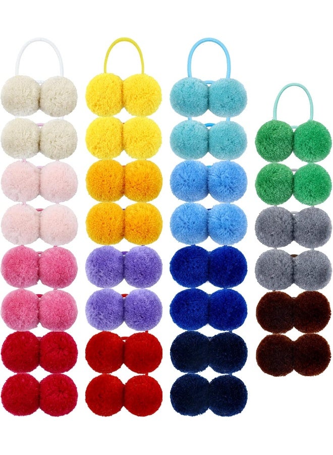 Cinaci 30 Pack/15 Pairs Cute 3cm/1.2" Pompom Hair Ties Scrunchies Elastics Pigtail Ponytail Holders Bands Ropes Accessories for Baby Girls Infants Toddlers Kids Children - Image 1