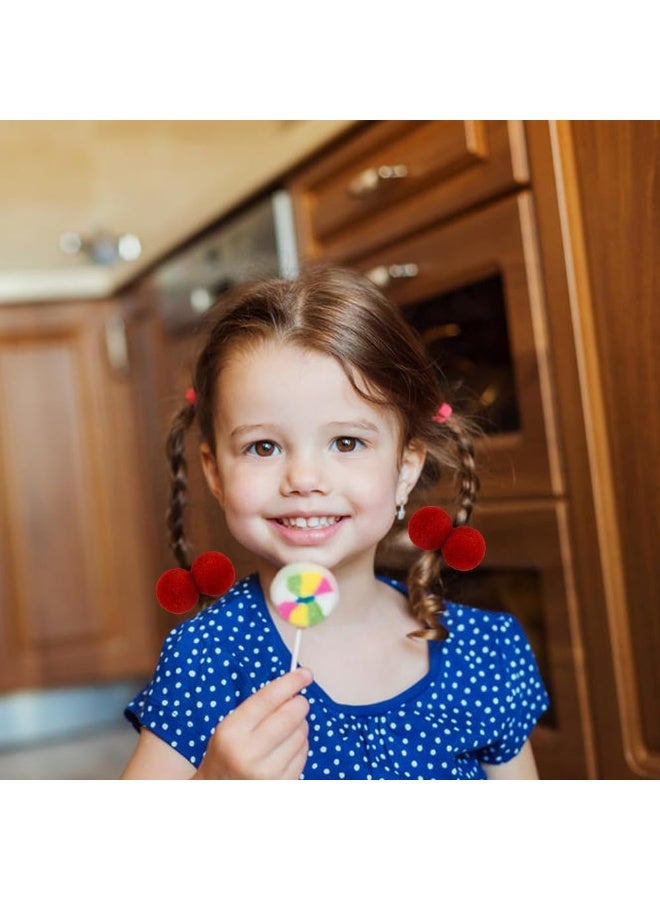 Cinaci 30 Pack/15 Pairs Cute 3cm/1.2" Pompom Hair Ties Scrunchies Elastics Pigtail Ponytail Holders Bands Ropes Accessories for Baby Girls Infants Toddlers Kids Children - Image 2