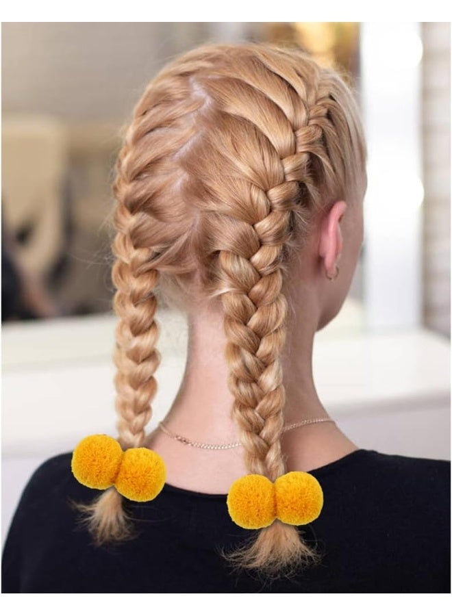 Cinaci 30 Pack/15 Pairs Cute 3cm/1.2" Pompom Hair Ties Scrunchies Elastics Pigtail Ponytail Holders Bands Ropes Accessories for Baby Girls Infants Toddlers Kids Children - Image 4