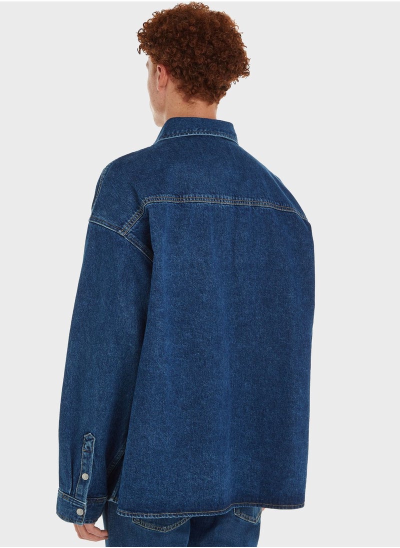 Calvin Klein Jeans - Oversized Mid Wash Denim Shirt - Image 1