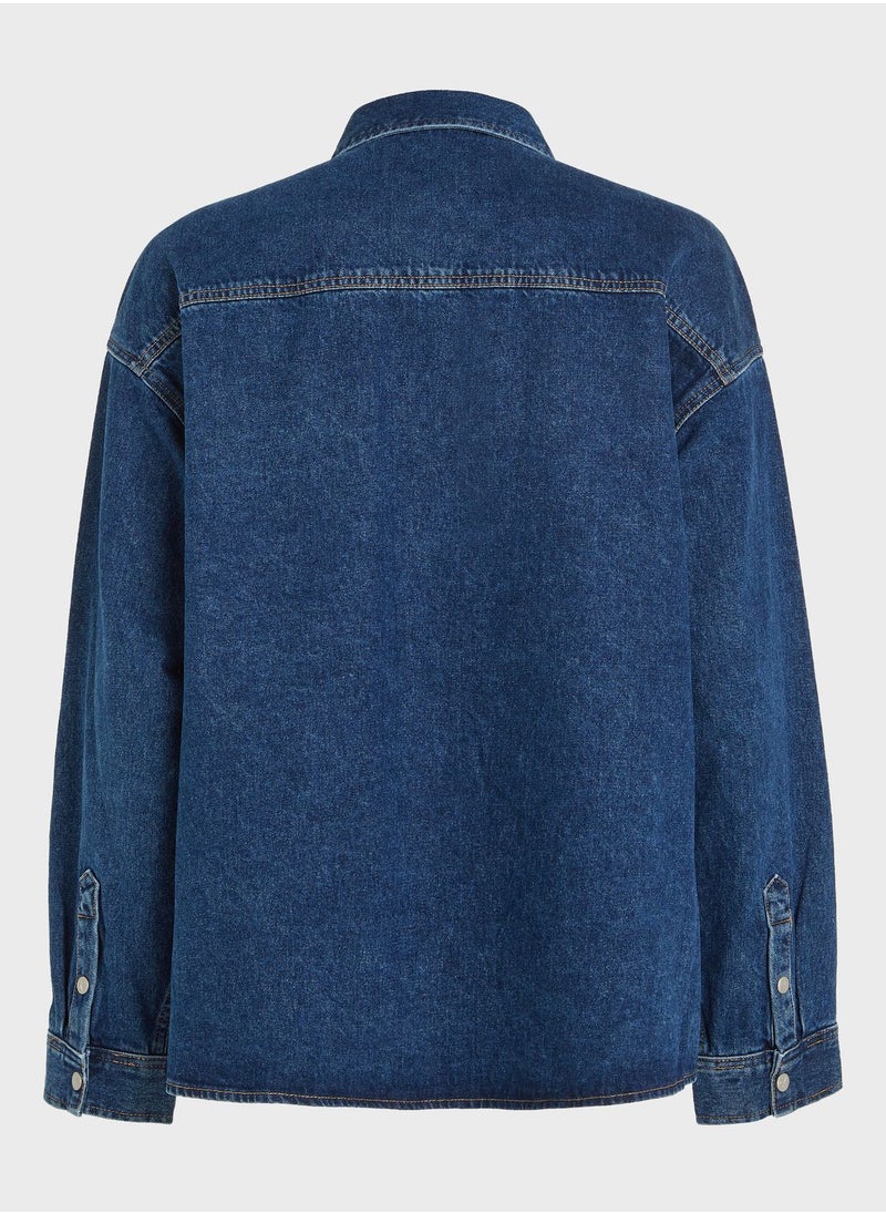 Calvin Klein Jeans - Oversized Mid Wash Denim Shirt - Image 1