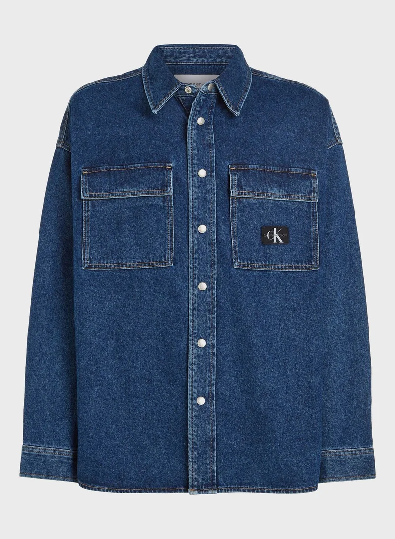 Calvin Klein Jeans Oversized Mid Wash Denim Shirt