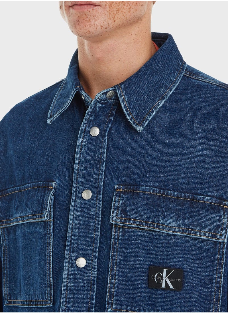 Calvin Klein Jeans - Oversized Mid Wash Denim Shirt - Image 1