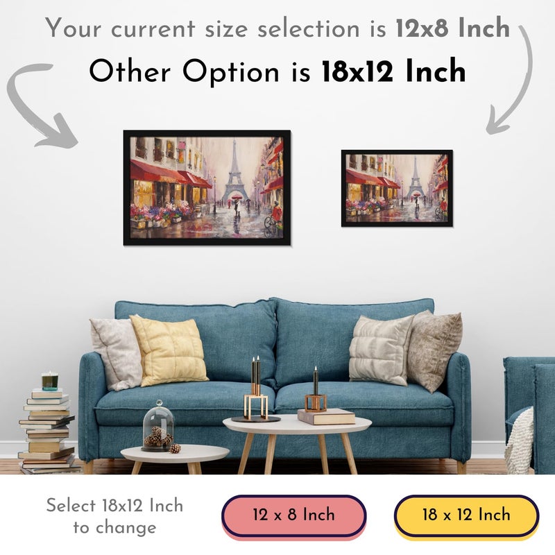 Mad Masters Eiffel Tower Paris Italy Painting Hanging Photo Frame Decorative Item for Living Room Bedroom Home Decor and Wall Decoration MM 1166 8x12 Inch Paper Without Plexi Glass - Image 4