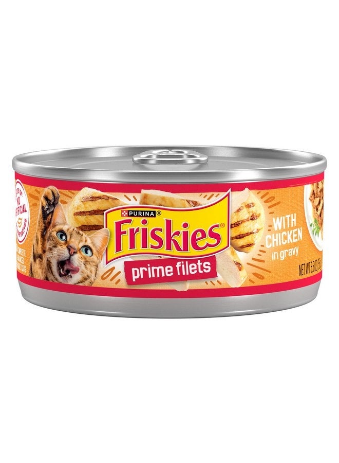فريسكس طعام القطط الرطب Purina Friskies Prime فيليه الدجاج في صلصة طعام القطط الرطبة - (عبوة من 24) علب 5.5 أونصة - Image 1