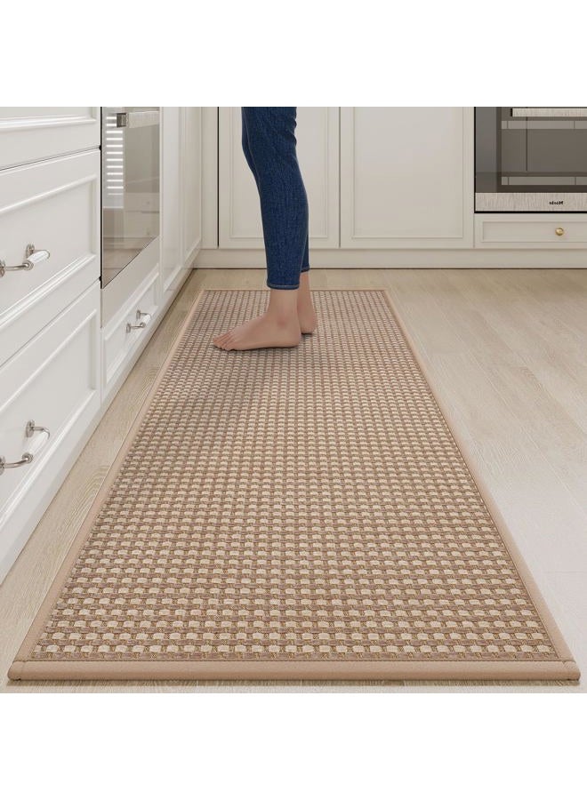 YDKGL Long Kitchen Runner Rugs Kitchen Mat Non Slip Washable, Super Absorbent Soft Chenille Braided Kitchen Mats for Floor, Rubber Backing Kitchen Floor Sink Standing Mat, Easy Clean, Brown 24"x71" - Image 1